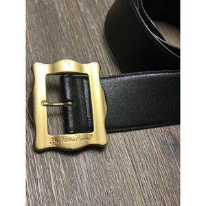 Paloma Picasso Belt Black Leather XL Made In Italy XX VINTAGE Gold tone